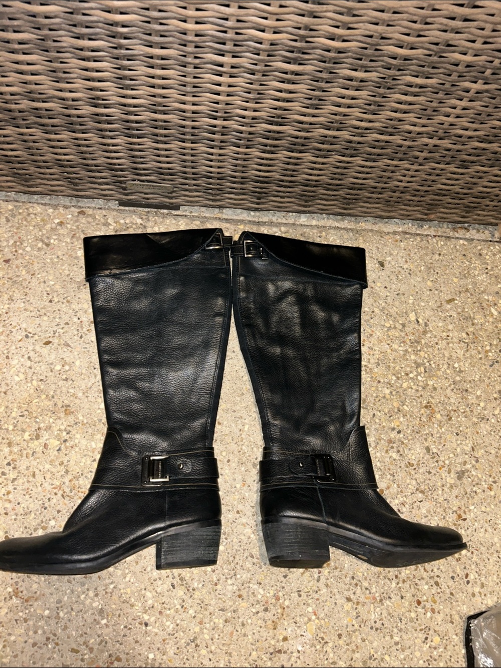 Vince Camuto Black Leather Ankle Boots with Side Zip